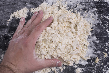 Knead flour by hand