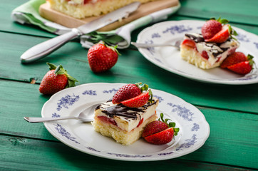 Mom's dessert with fresh strawberries