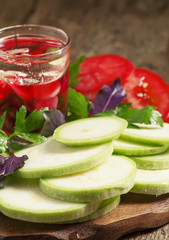 Sliced vegetables, selective focus