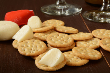 Cheese crackers and wine