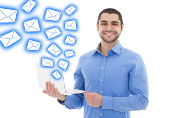 spam concept - portrait of handsome arabic man sending messages © Di Studio