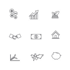 Set of business line icon, isolated on white background 008