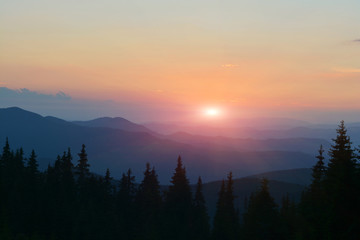 Sunset in mountains