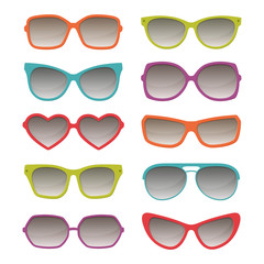 Vector sunglasses, color glasses set