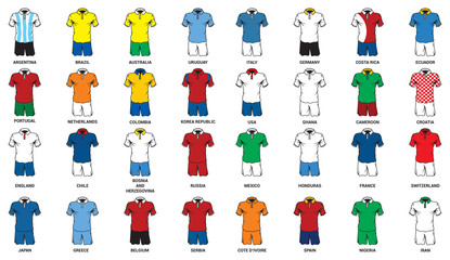 Set of abstract nationals football uniform