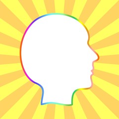 Color profile heads with rays of light in the background