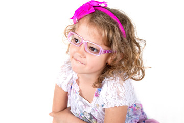 
thoughtful girl with glasses
