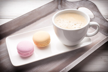 Coffee and macaroons.