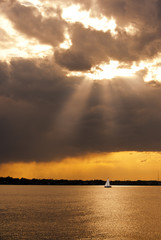 Sailboat on the Chesapeake Bay near sunset