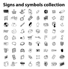 Big doodle set, collection icon, vector.