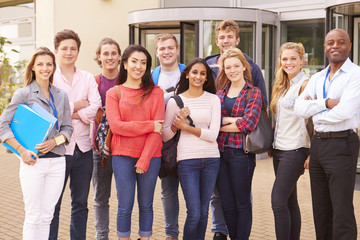 Obraz premium Grupa Portret Studentów Z Nauczycielem
