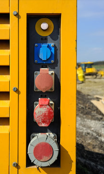 Anschlusspanel f&uuml;r Strom auf der Baustelle
