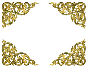 Pattern of flower carved frame on white background