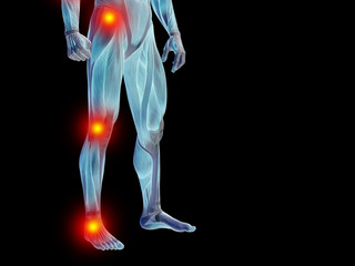 Obraz premium Conceptual human body anatomy pain on black