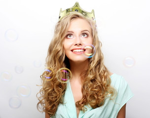young lovely woman in crown