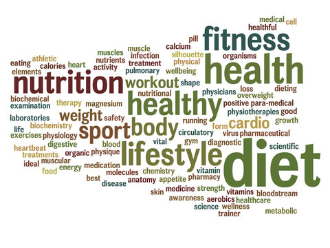 Conceptual health word cloud isolated