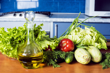 natural organic healthy food on a kitchen