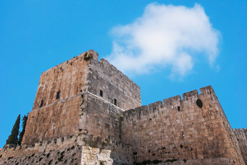 Defensive wall of the ancient holy Jerusalem - 84480699