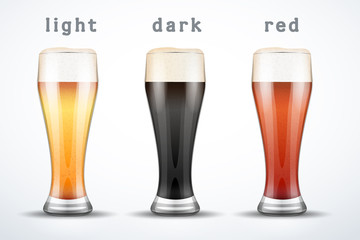 Beer mugs with three brands.