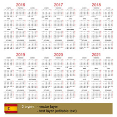 Calendar 2016-2021 