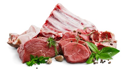 Chop, meat, lamp.