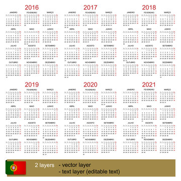 Calendar 2016-2021 