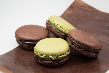  Macarons on the white background