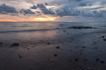 Tropical beach at beautiful sunset. Nature background