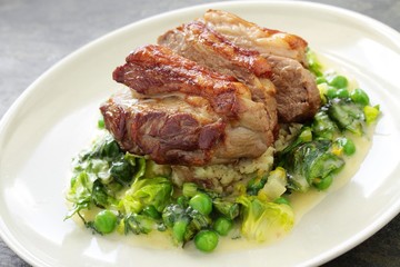 roast pork plated meal