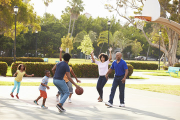 Multi Generation Family Playing Basketball Together