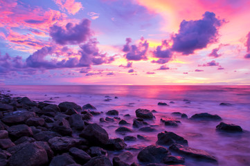 Tropical beach at beautiful sunset. Nature background