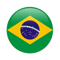 Brazil flag button on white