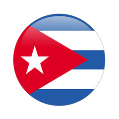 Cuba flag button on white