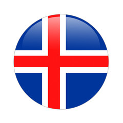 Iceland flag button on white