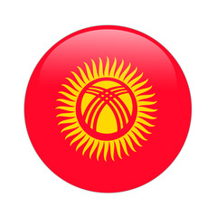 Kyrgyzstan flag button on white
