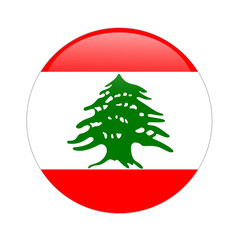 Lebanon flag button on white