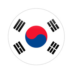 South Korea flag button on white