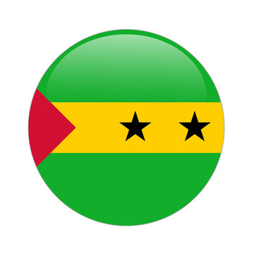 Sao Tome and Principe flag button on white