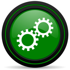 gears green icon options sign