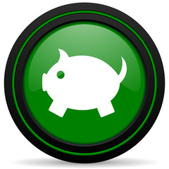 piggy bank green icon