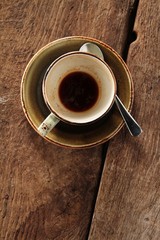empty coffee cup on table
