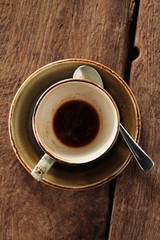 empty coffee cup on table