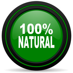 natural green icon 100 percent natural sign