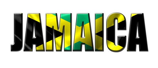 Text concept with Jamaica waving flag