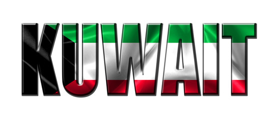 Text concept with Kuwait waving flag