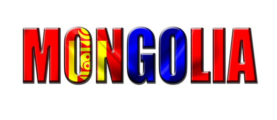 Text concept with Mongolia waving flag