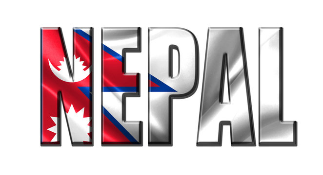 Text concept with Nepal waving flag
