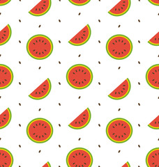 Seamless Pattern with Slices and Seeds Of Watermelon