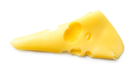 Slice of cheese isolated on white