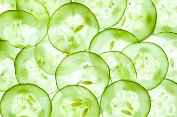 Fresh cucumber slice isolated on white background